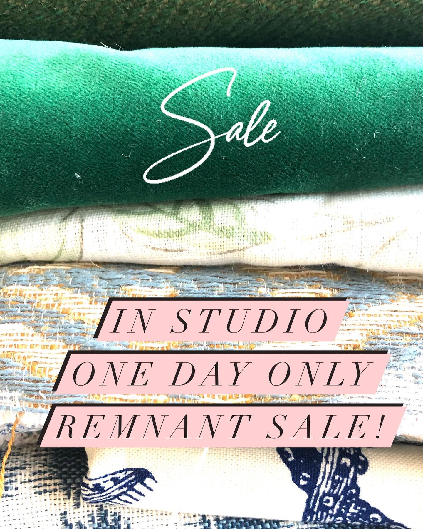 Mark your calendars!  We&rsquo;re having a fabric remnant sale at our design studio.  One day only - Friday September 9th - 10 to 12 noon - 195 Norseman St. Unit 6, Etobicoke **Rear Door**. We&rsquo;ll be selling off tonnes of fabrics - from small re