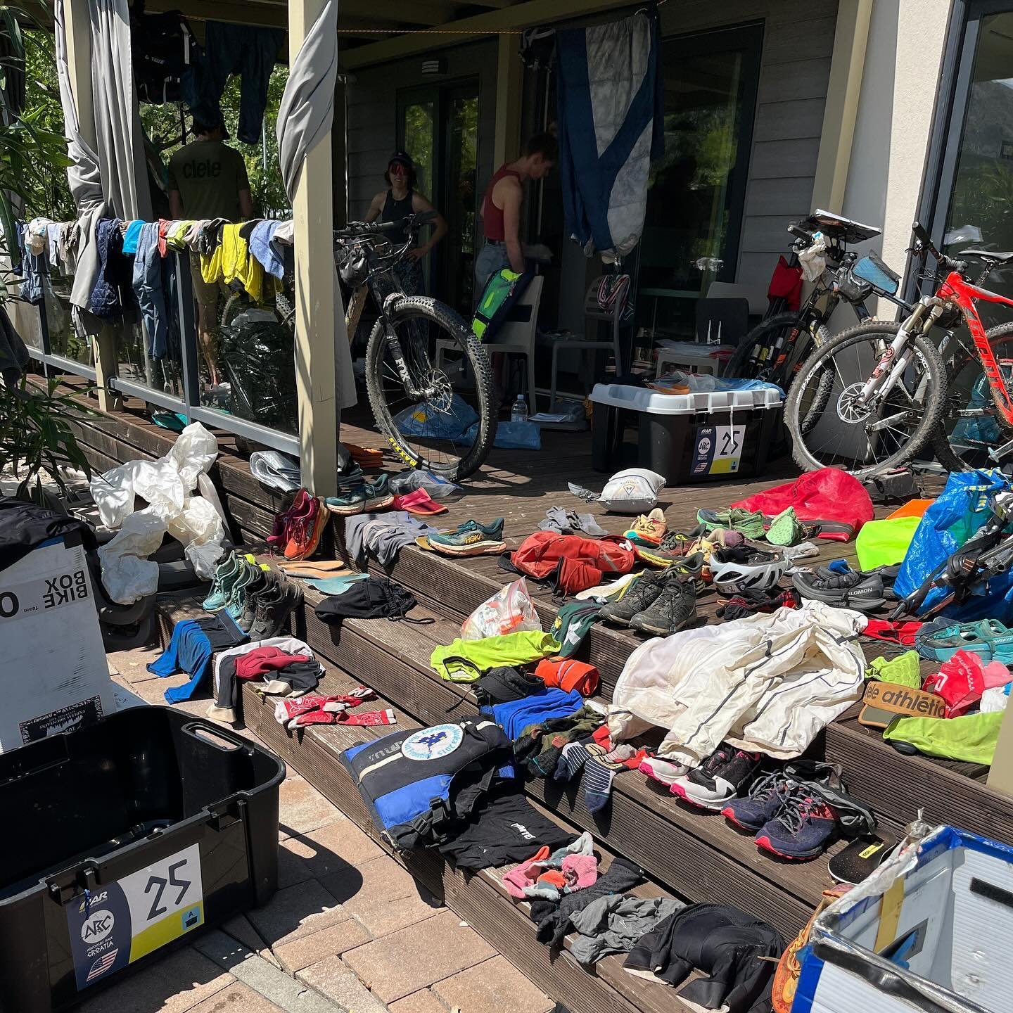 And now the real fun begins.😱 I think the hardest part of Adventure Racing is the gear prep then the gear clean up. Once you&rsquo;re on the start and in the race it&rsquo;s all easy, right?🤔 
This was our deck today. And, I found Duff beer here in