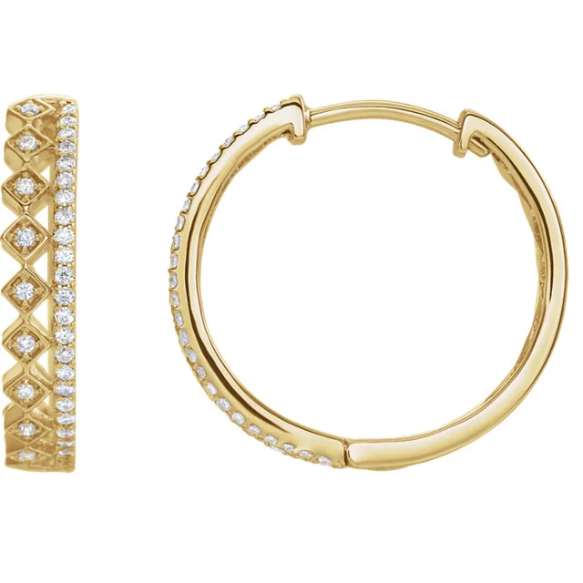 14K Diamond Geometric Hoop Earrings