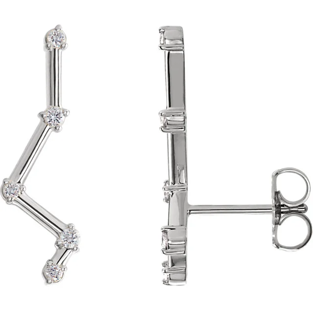 Sterling Diamond Constellation Ear Climber Earrings