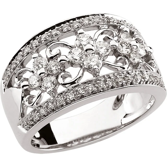 14K White Diamond Anniversary Band