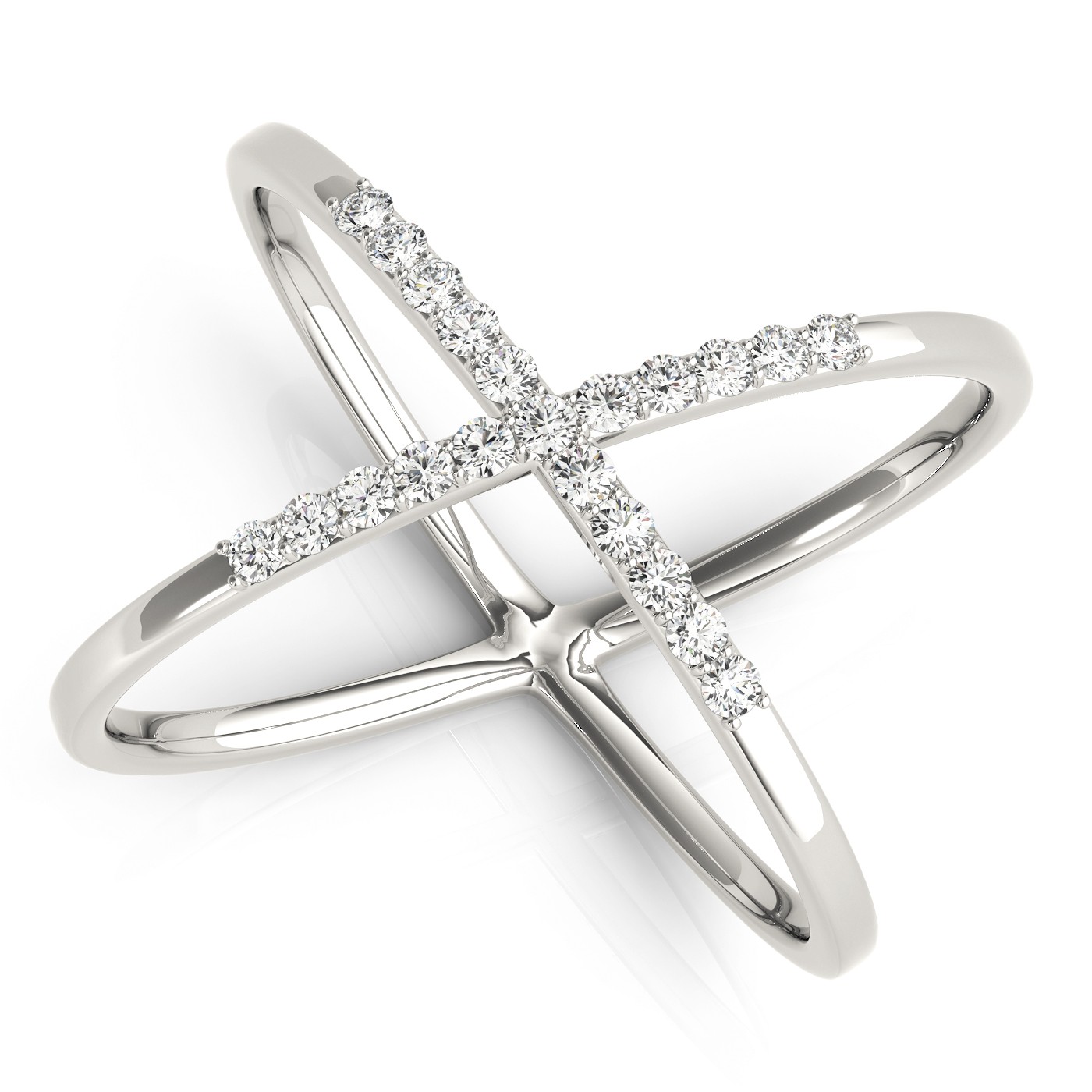 14K Diamond X Ring
