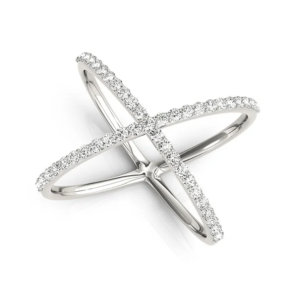 14K Diamond X Ring