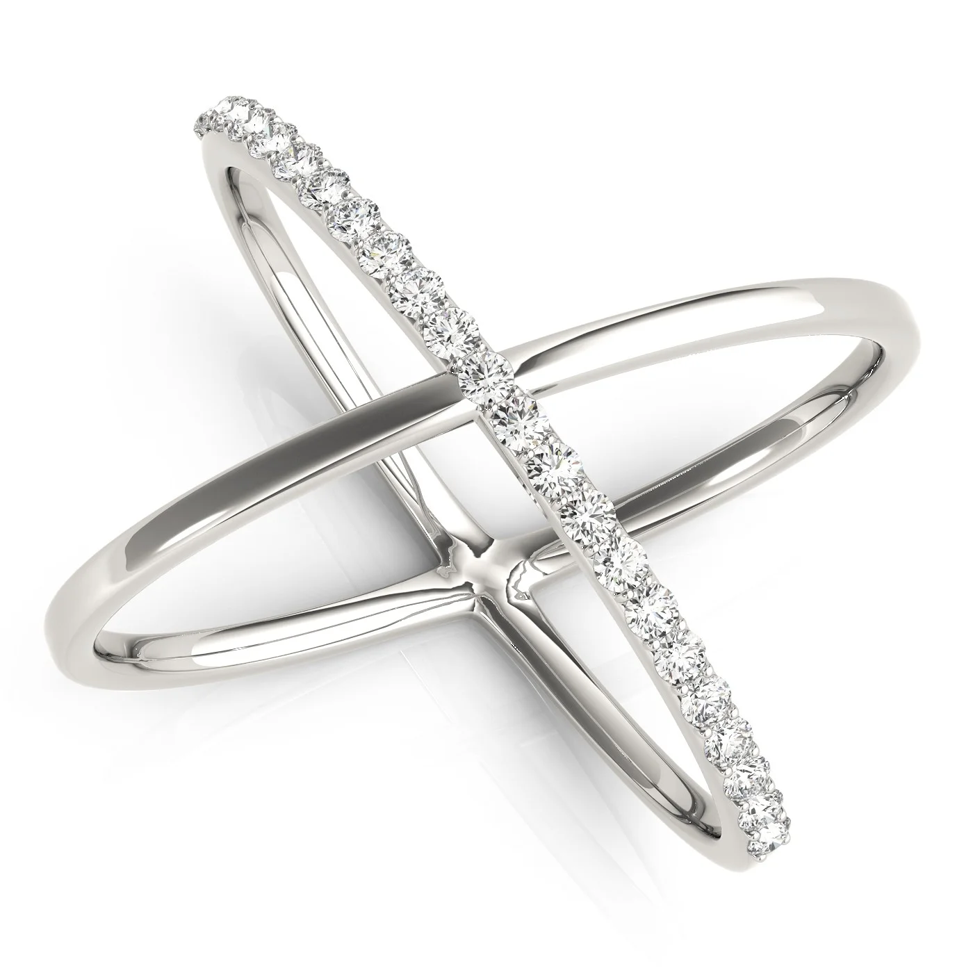 14K Diamond X Ring