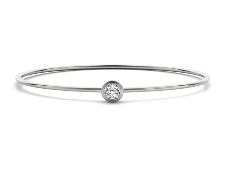 14K Solitaire Bangle Bracelet 