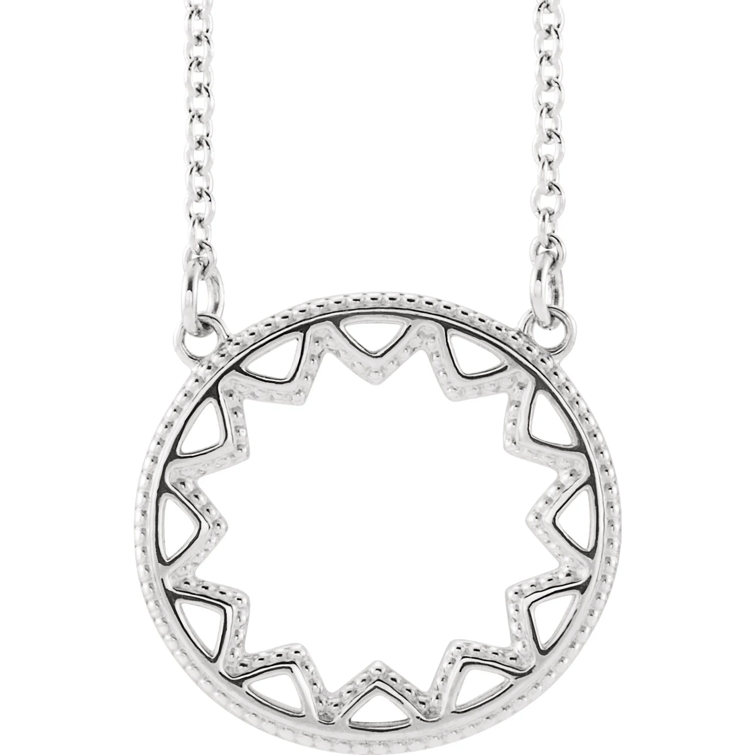Sterling Geometric Sun Necklace