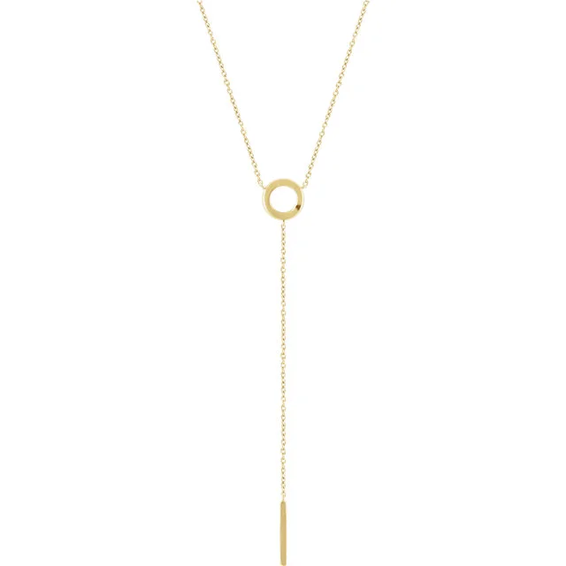 14K Circle and Bar Y Necklace