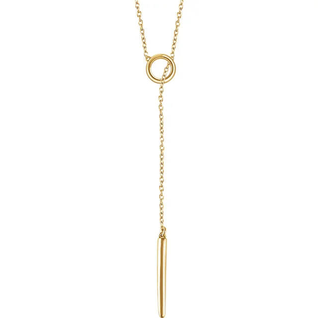 14K Circle and Bar Y Necklace