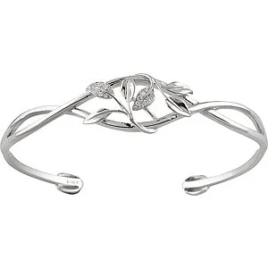 14K White Gold Leaf Cuff