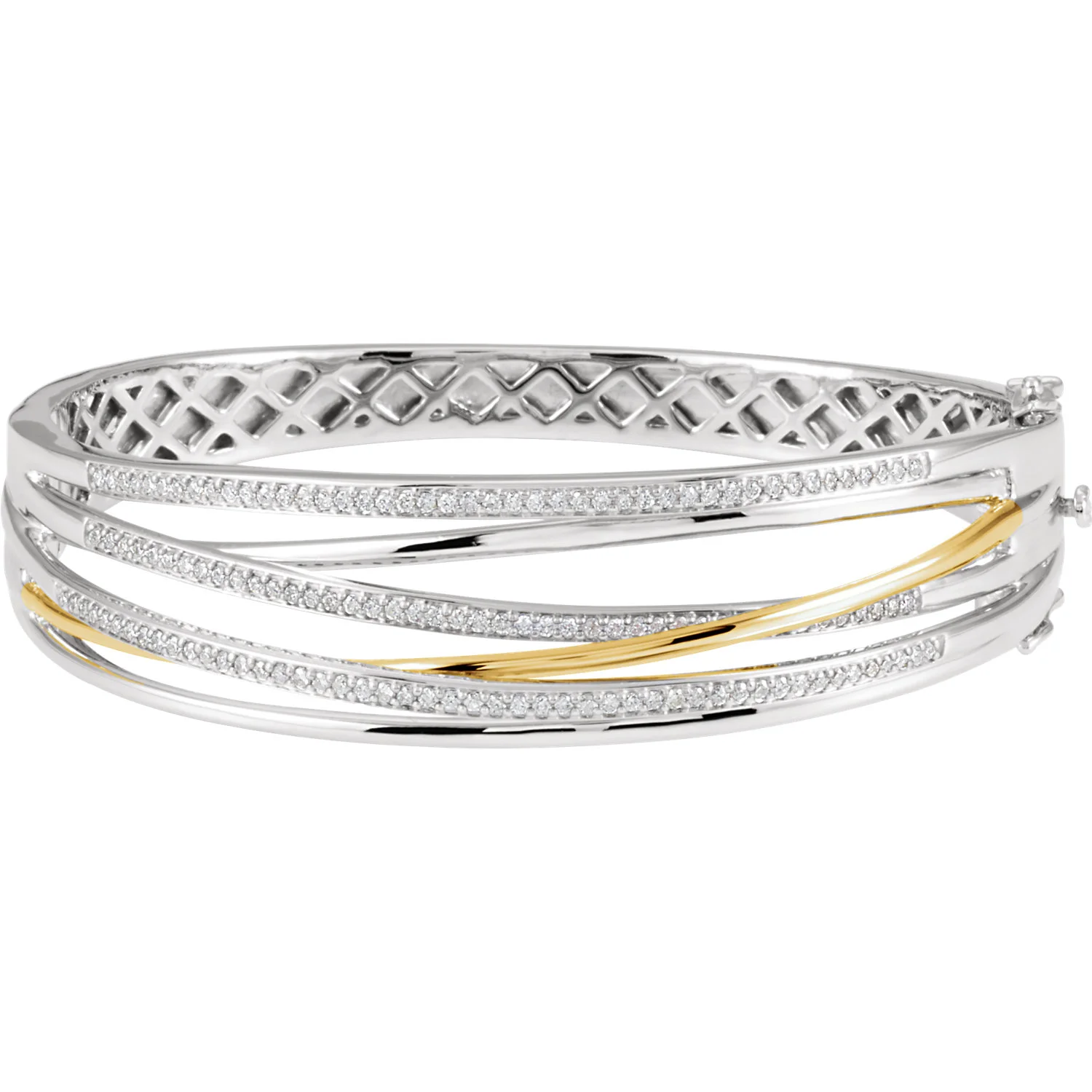 14K White and Yellow Gold Diamond Bangle