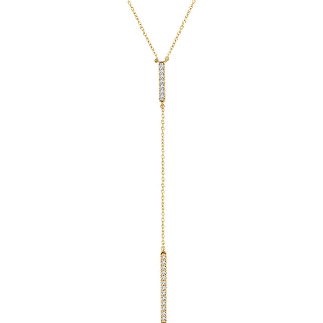 14K Diamond Bar Y Necklace