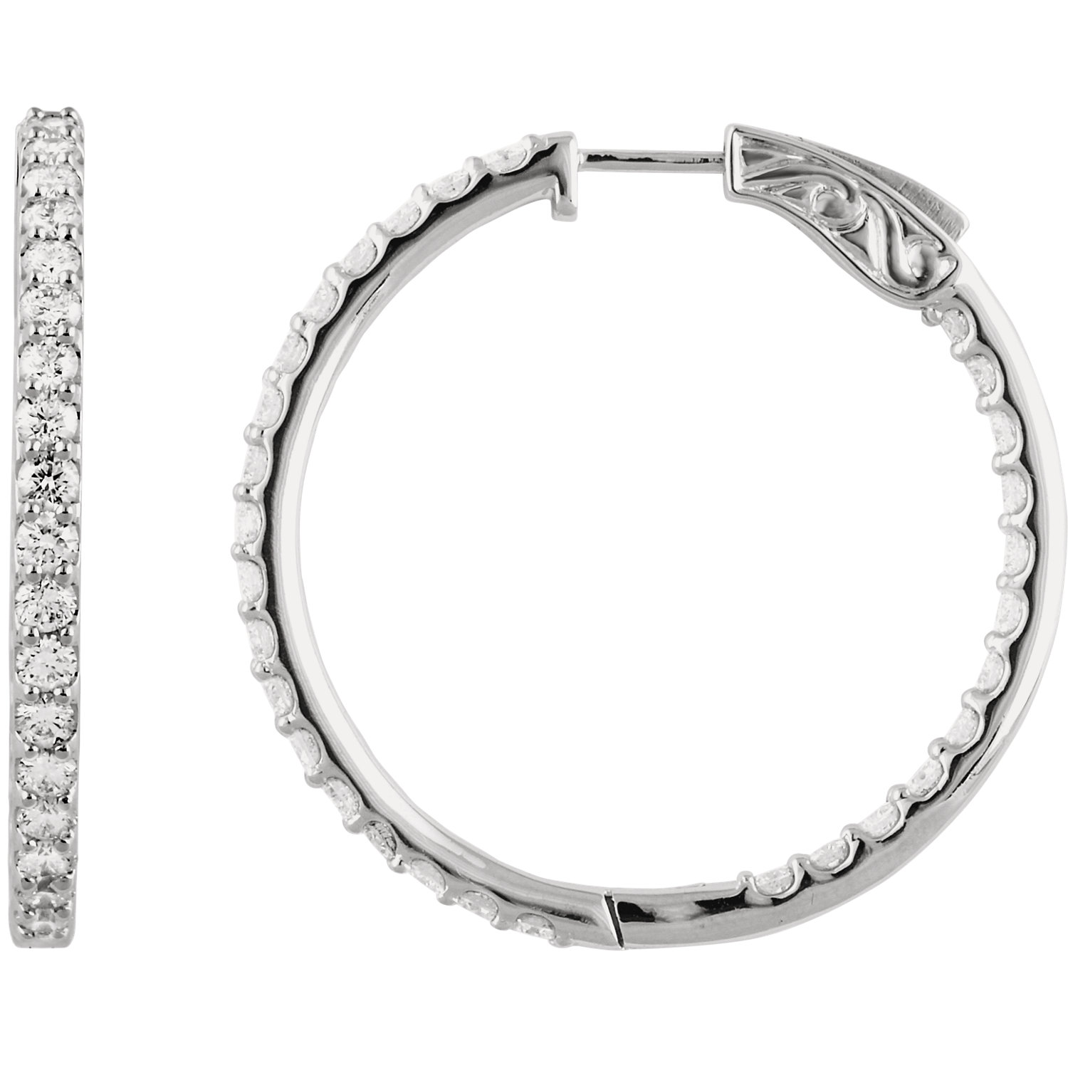 14K Diamond Inside/Out Hoops