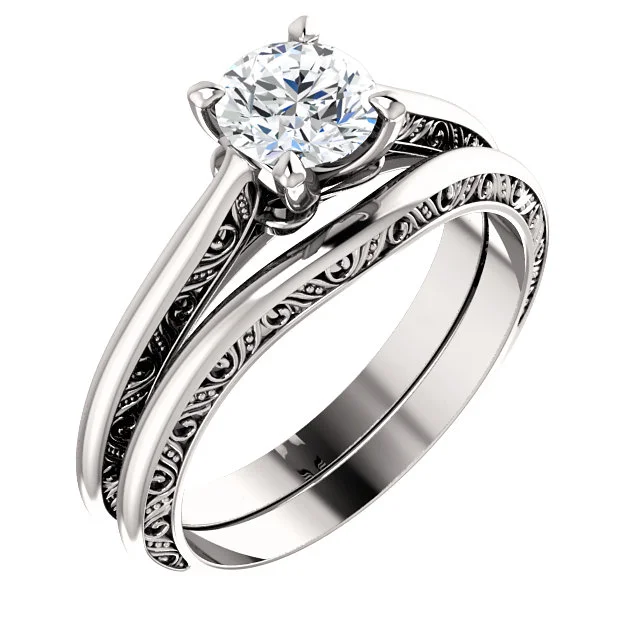 14K Vintage Engagement Ring &amp; Anniversary Band