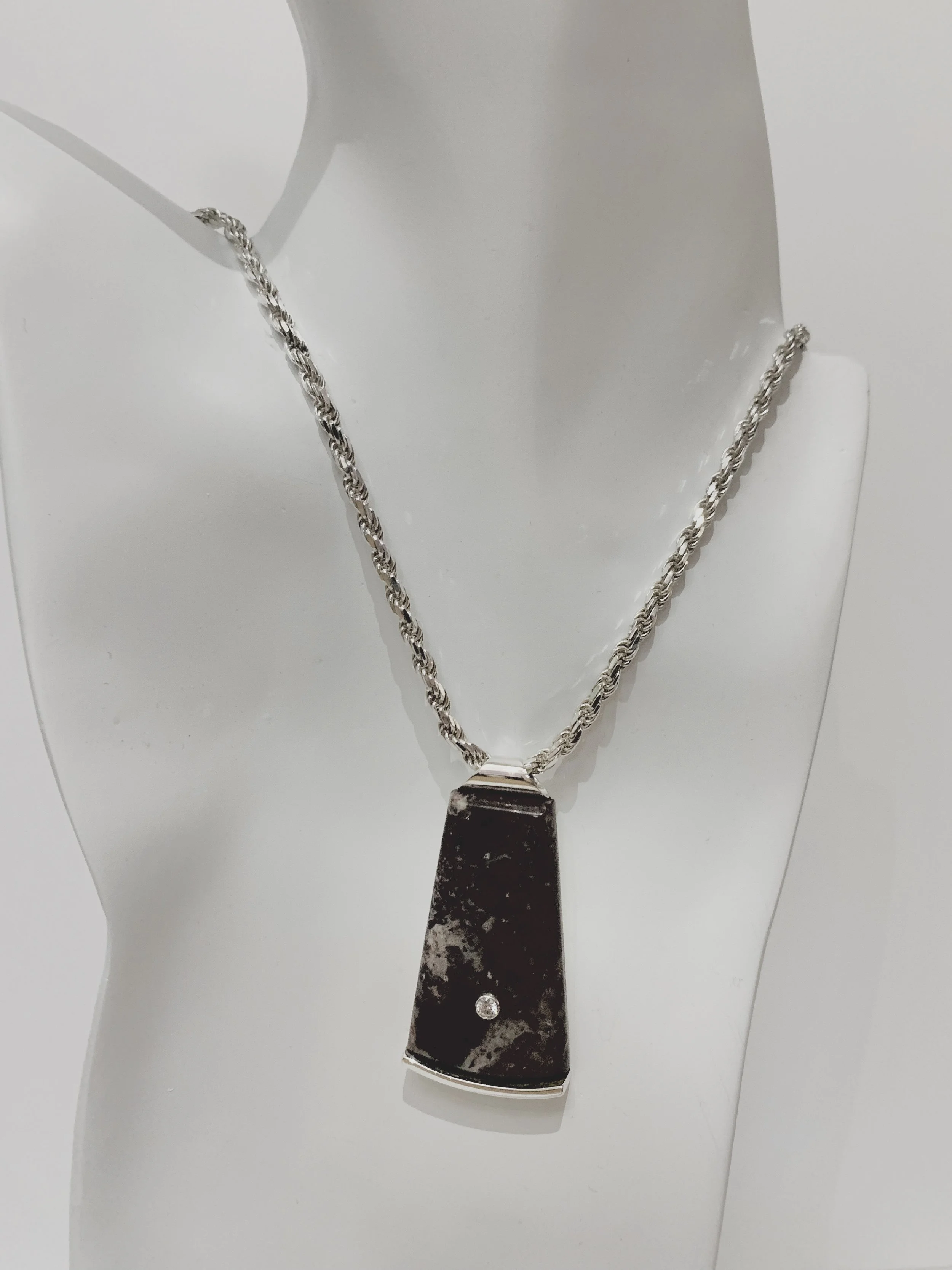 Wolfe Jewelry crafted Sterling Silver Stone Pendant