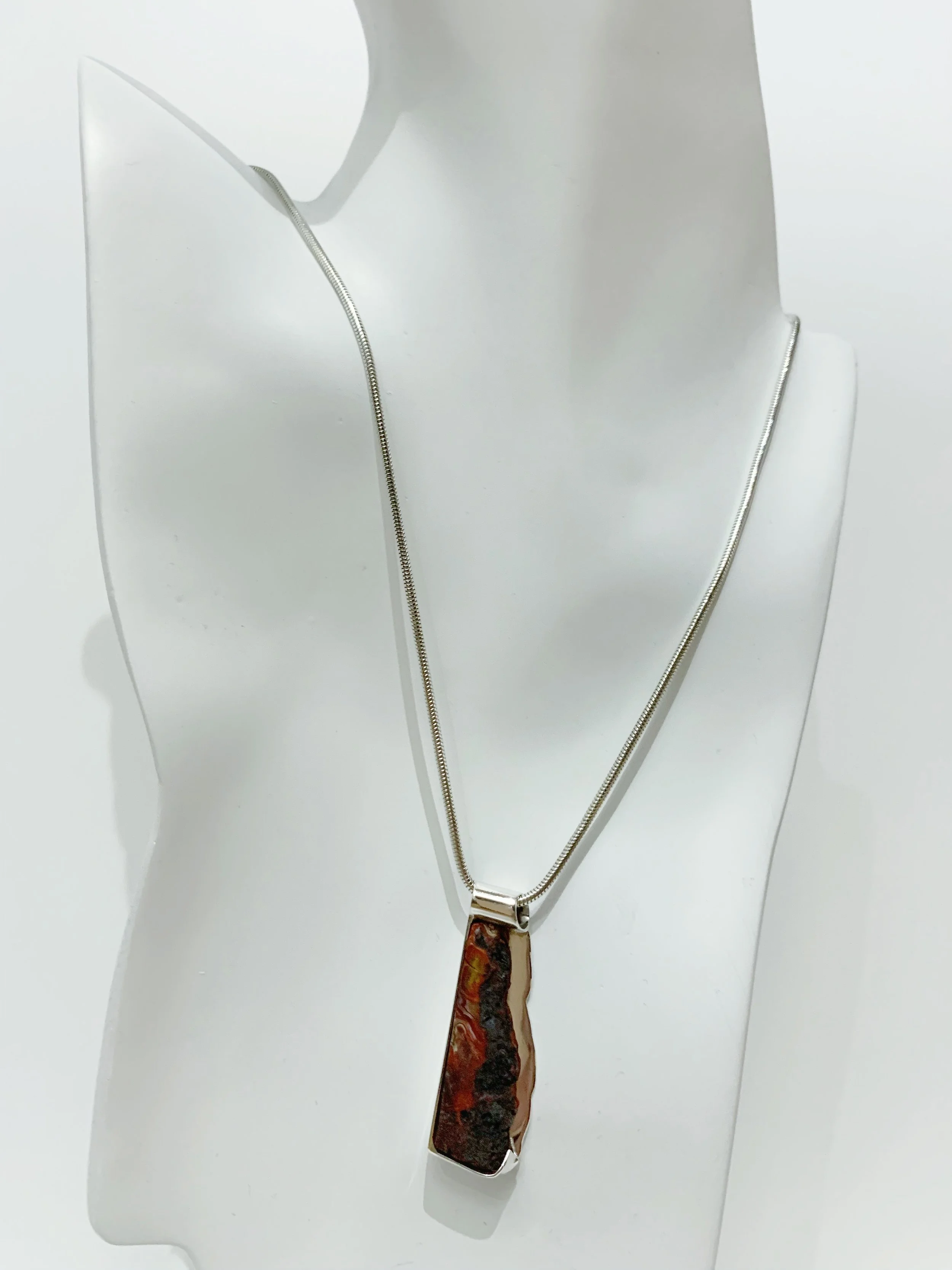 Wolfe Jewelry crafted Sterling Silver Stone Necklace