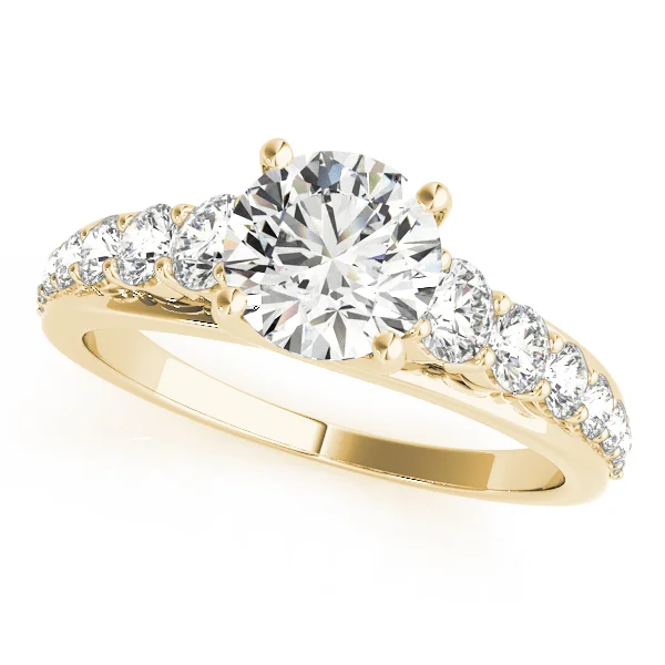 14K Trellis Style Engagement Ring &amp; Anniversary Band