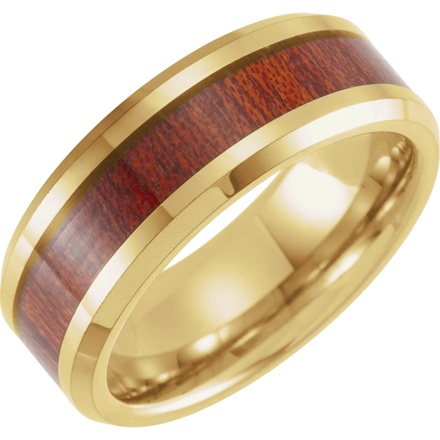18K Plated Tungsten Band with Wood Inlay