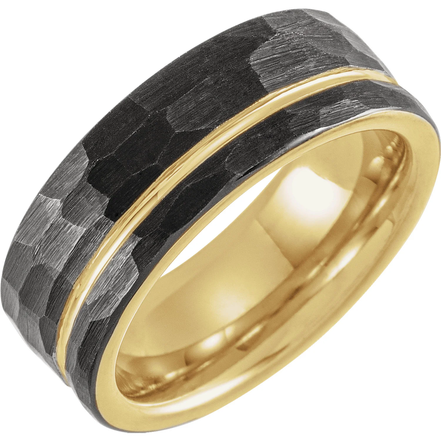 18K Plated Tungsten Hammered Band