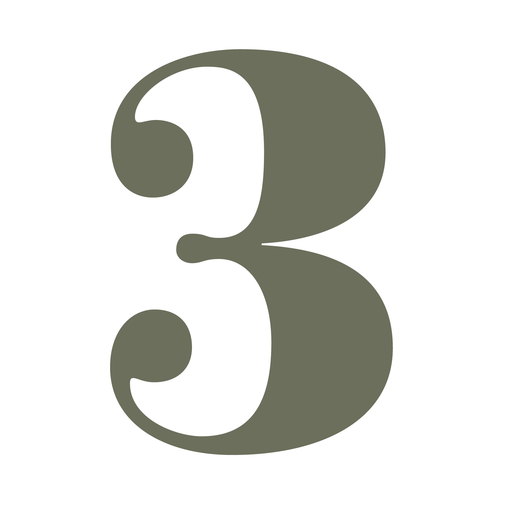 Large gray number 3 on a black background.