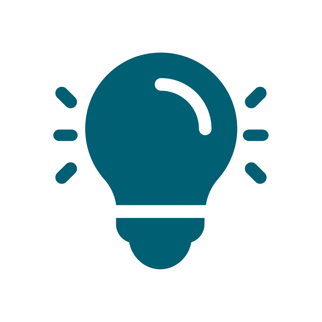 Illustration of a light bulb emitting rays of light.