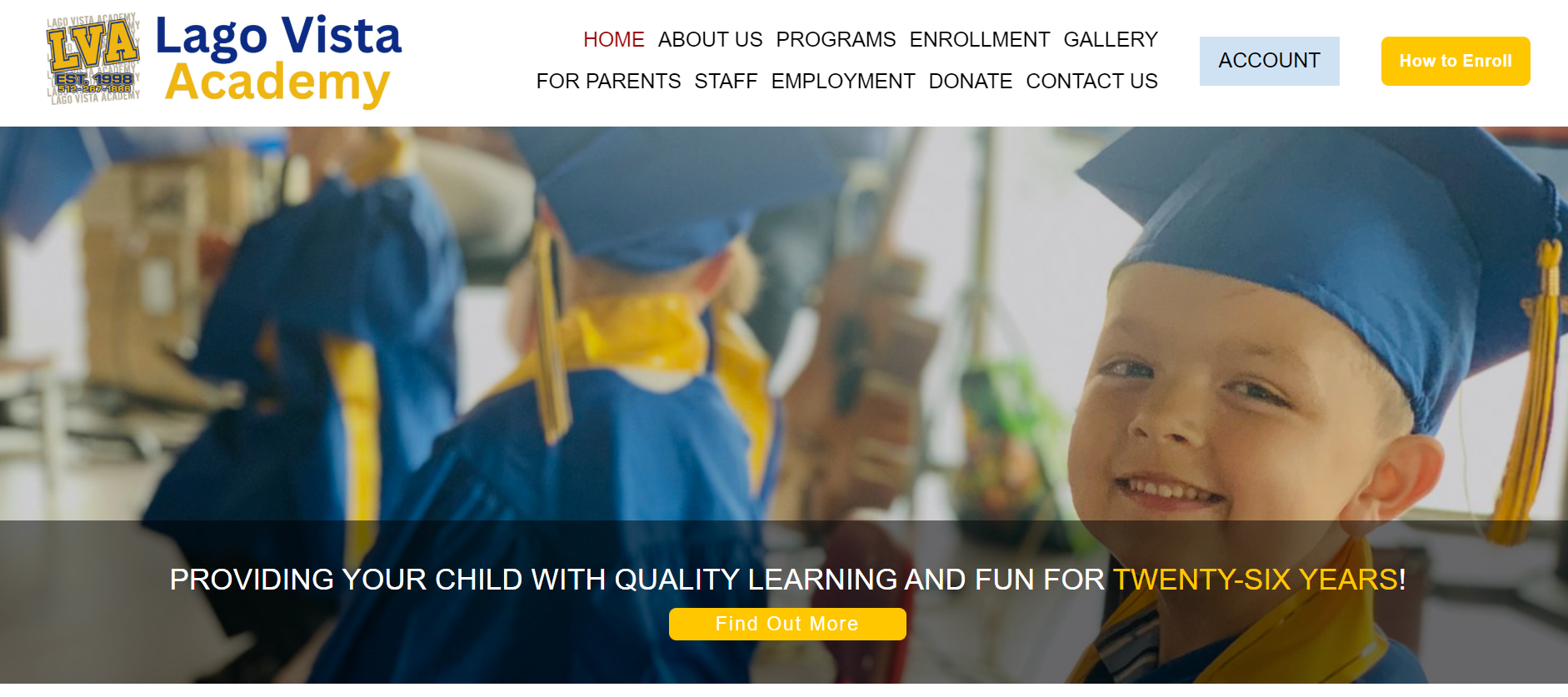 Lago Vista Academy — Website Homepage Design
