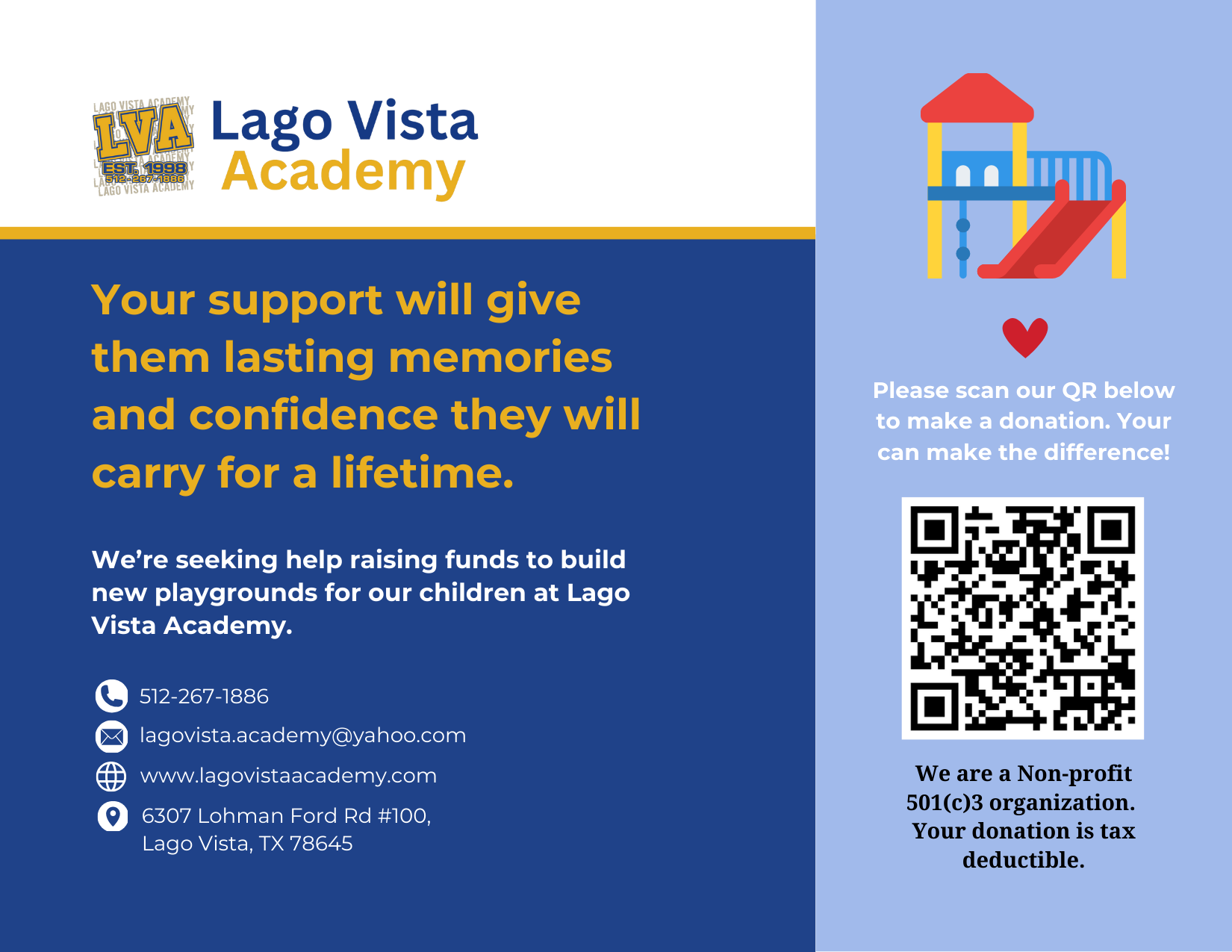 Lago Vista Academy — Fundraising Poster