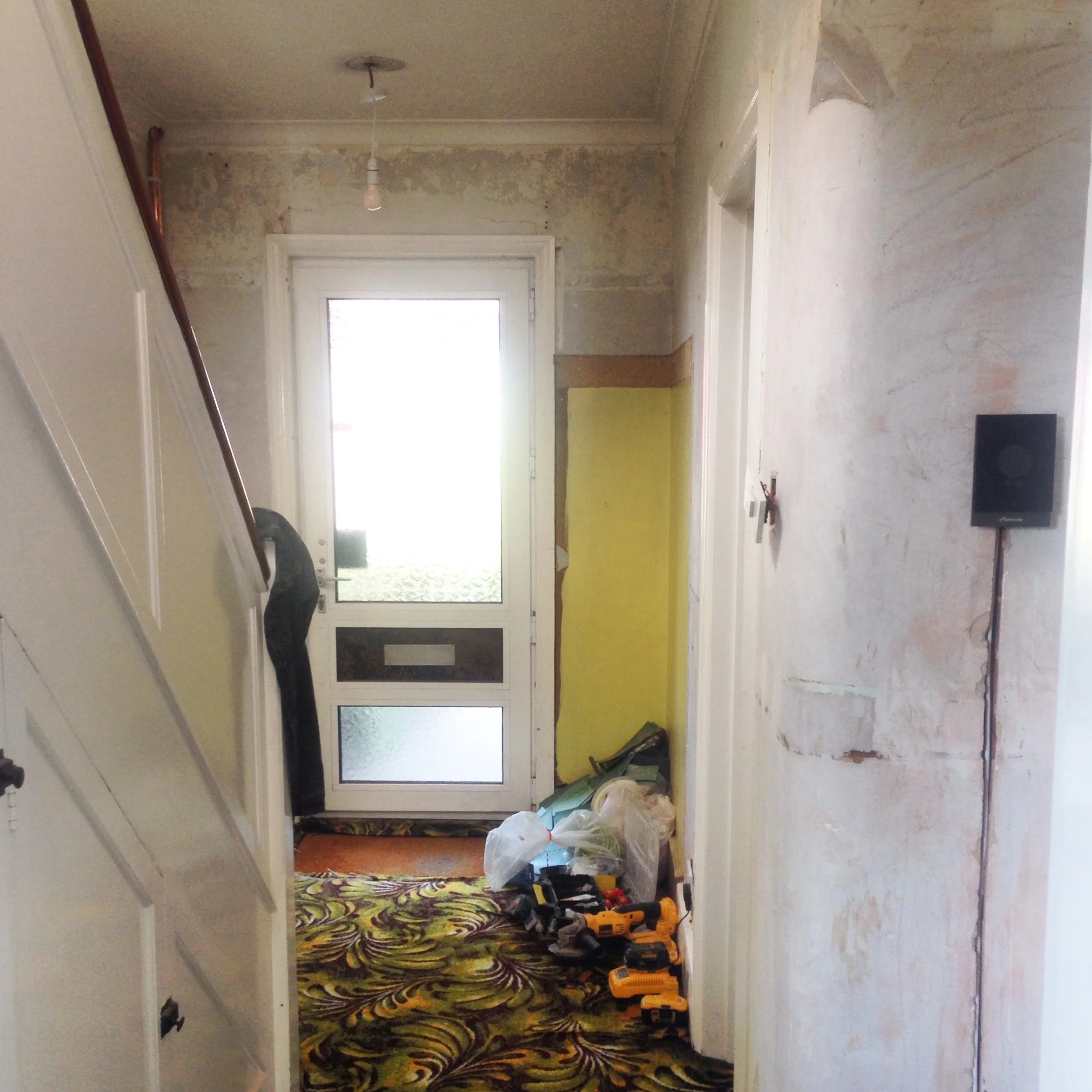 THIS SHOT WAS PRE PLASTERING OUR HALLWAY, MY GOD WHAT A MESS