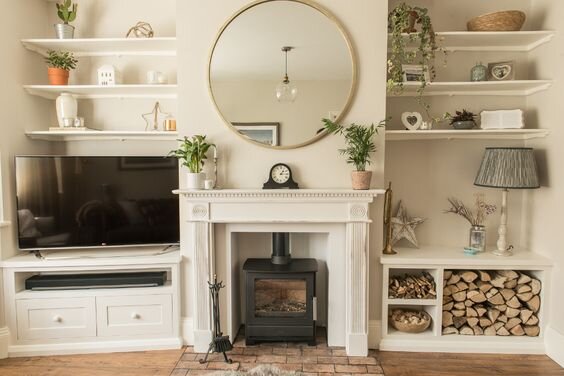 Wood Burner Vs Open Fire How To Fill, Fireplace Surround Ideas With Shelves