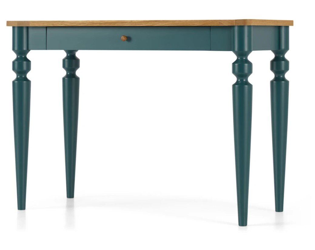 Classic hallway console table with turned legs in a splash of colour