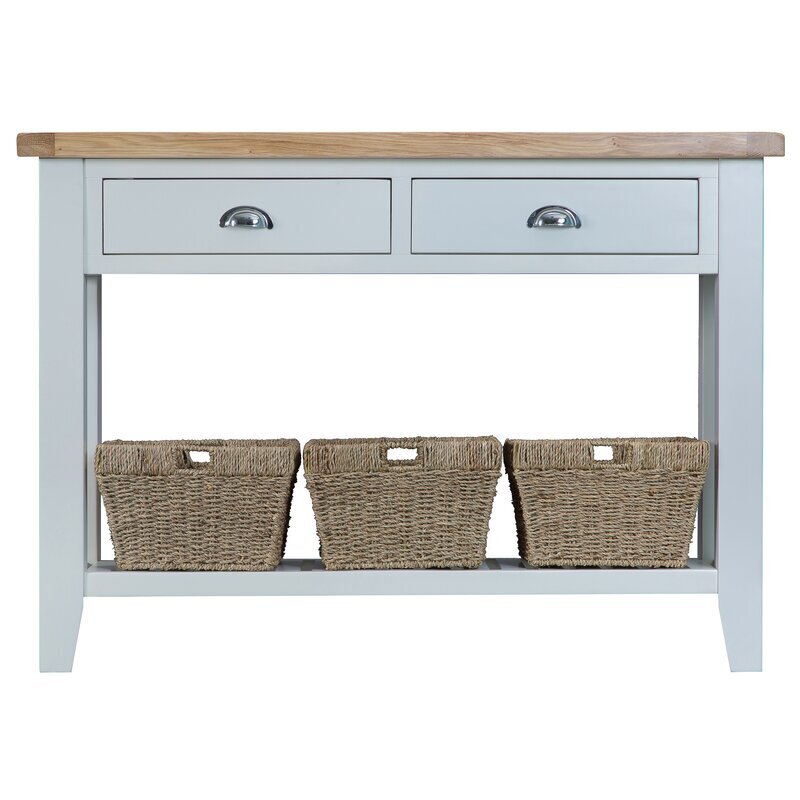 Large hallway console table with storage in grey
