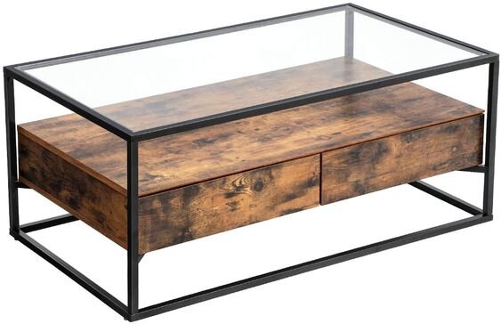 Rustic Vasagle coffee table with storage Amazon