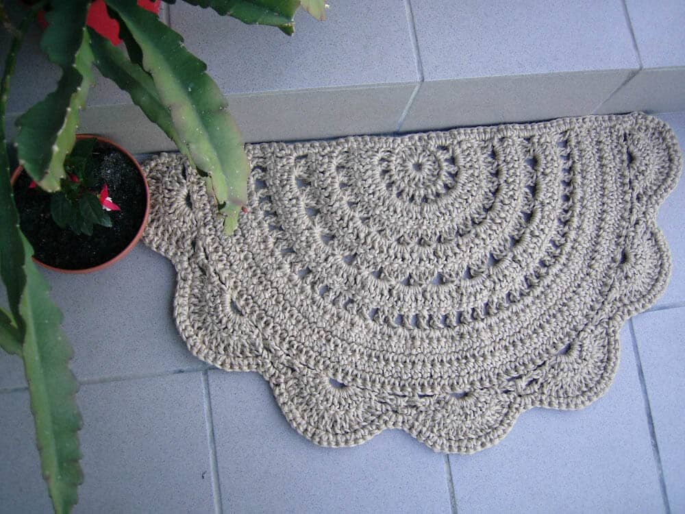 A half circle crochet rug on Etsy