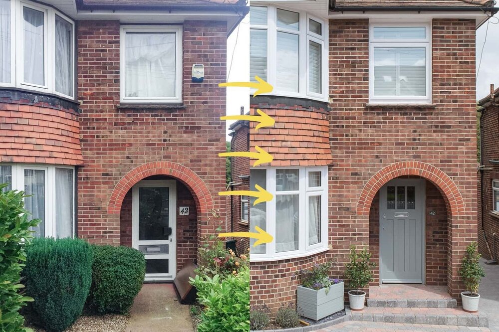 Our 1930s Front Door Before After Fifi Mcgee - Brick Wall Designs For Front Gardens 1930 S House