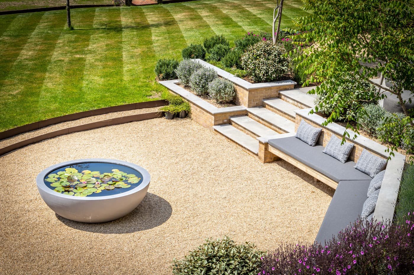 built in seating garden