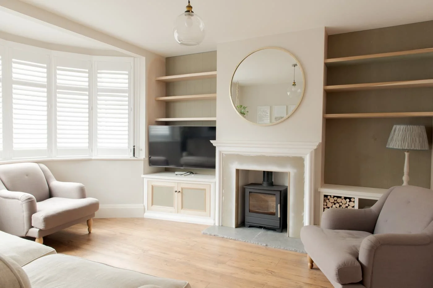 Living room interior design - laying a new hearth & fireplace