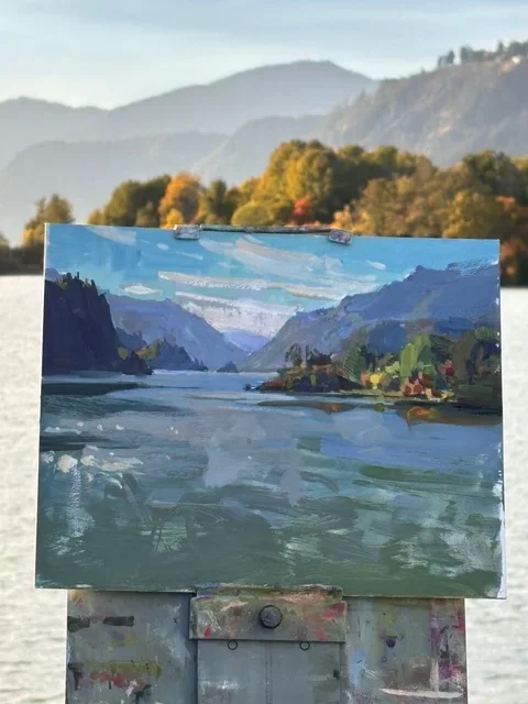 Gouache painting in Beautiful Hood River Oregon