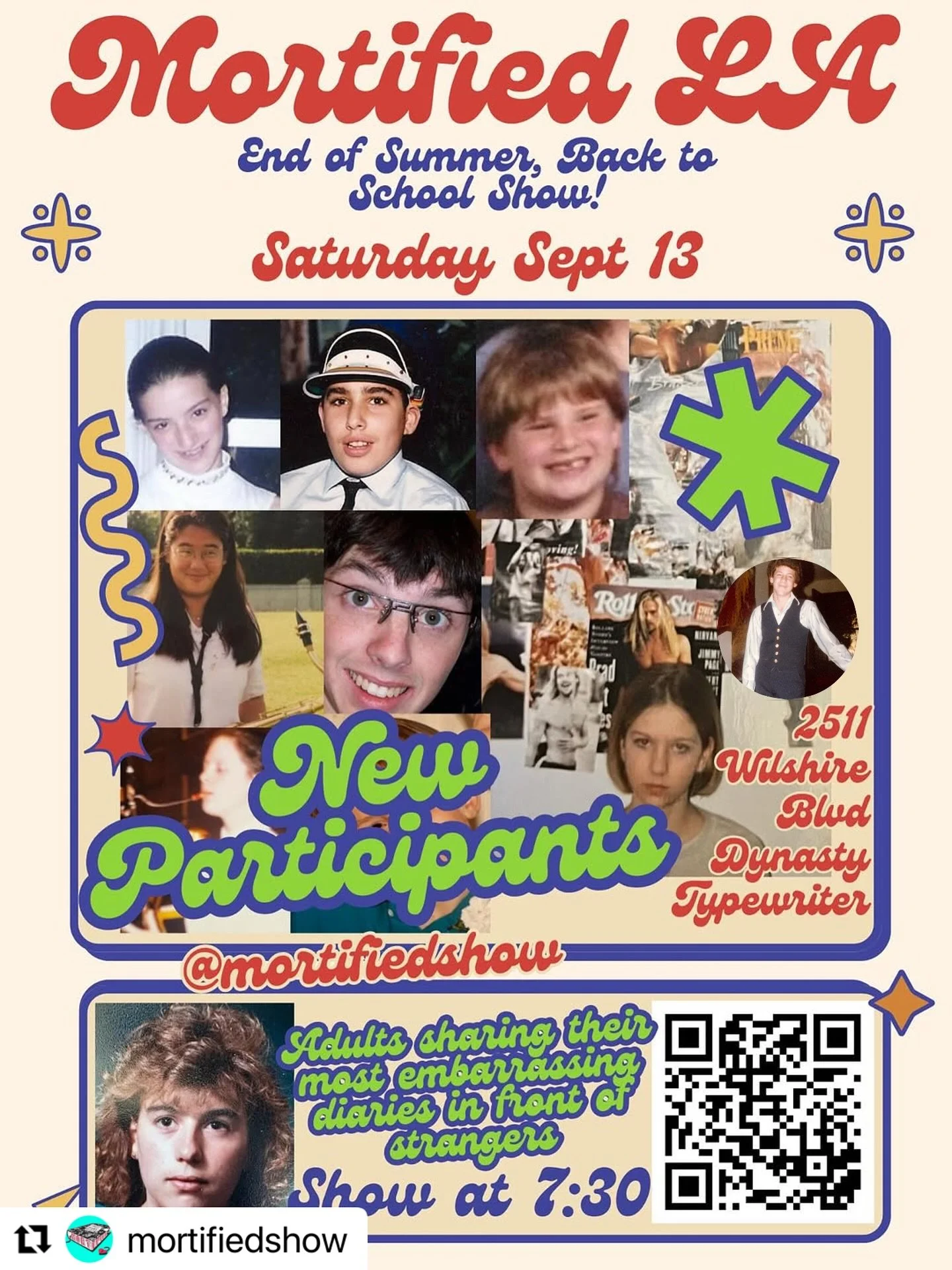 MORTIFIED LA
Sat., September 13

New readers, a few classics, a live band, and all the angst you expect from adults sharing what they created as teenagers. Who are you bringing to the next show in Los Angeles? I&rsquo;m not bringing my mother this ti