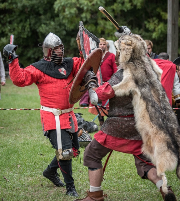 Sir Carson Wynne during his first fight as a new Knight of the SCA