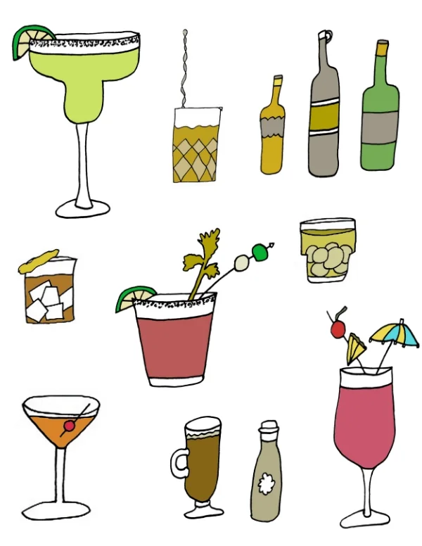 Commissioned illustrations for a cocktail recipe book