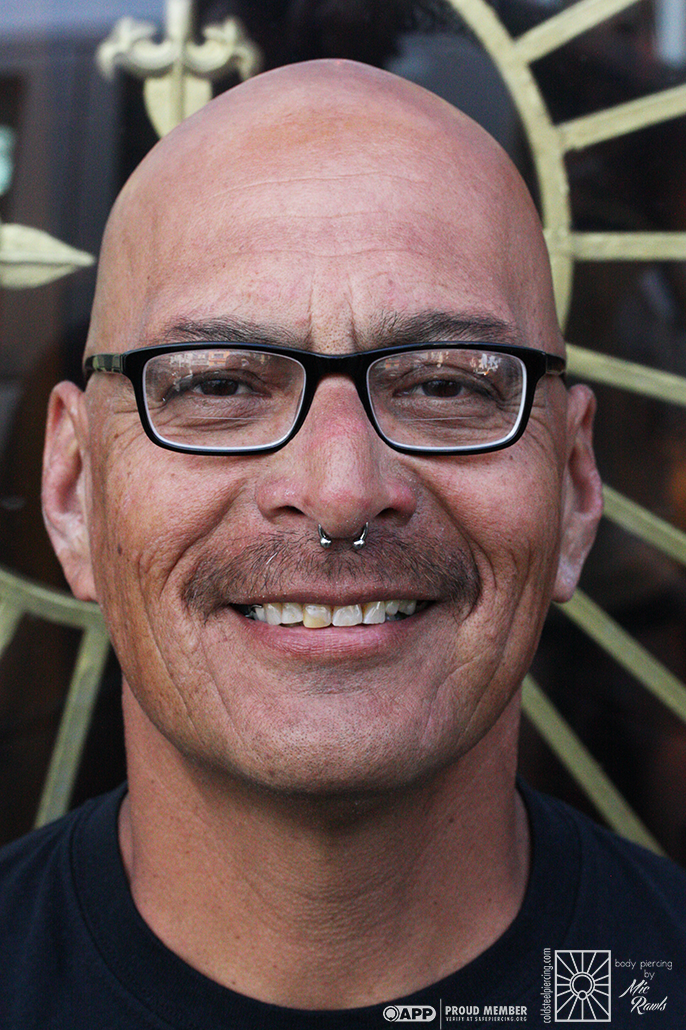 Fresh 12g septum piercing for this gentleman! Implant-grade steel circular barbell from Industrial Strength.