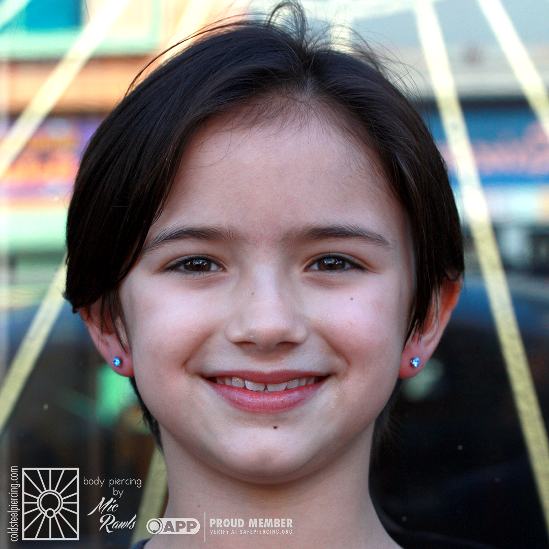 These beautiful Arctic Blue cz's from NeoMetal were the perfect choice for this fantastic young lady's new earlobe piercings!