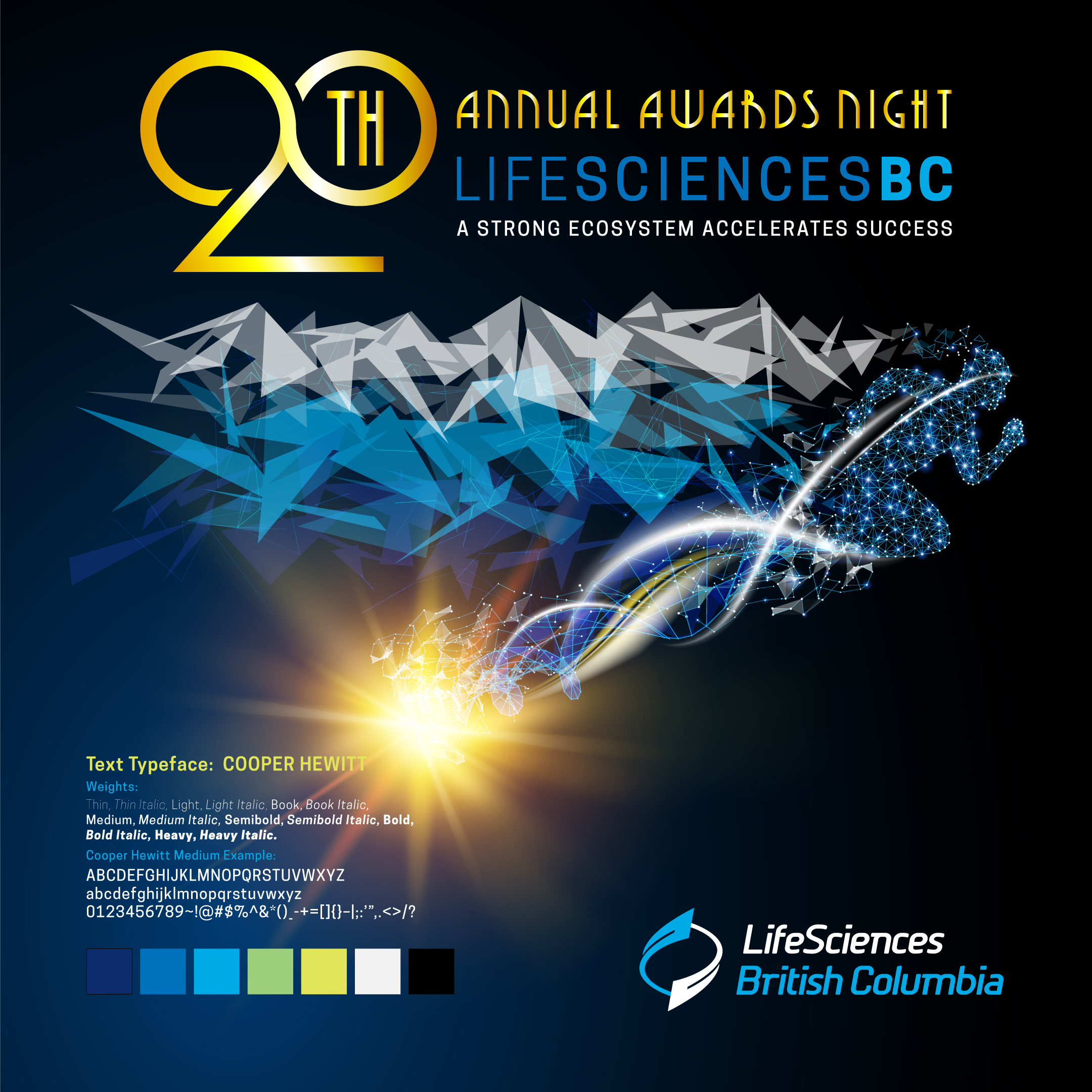 The 20th annual LSBC awards night design & style palette. Our team uses this information to maintain the brand elements throughout the print, display and digital deliverables.