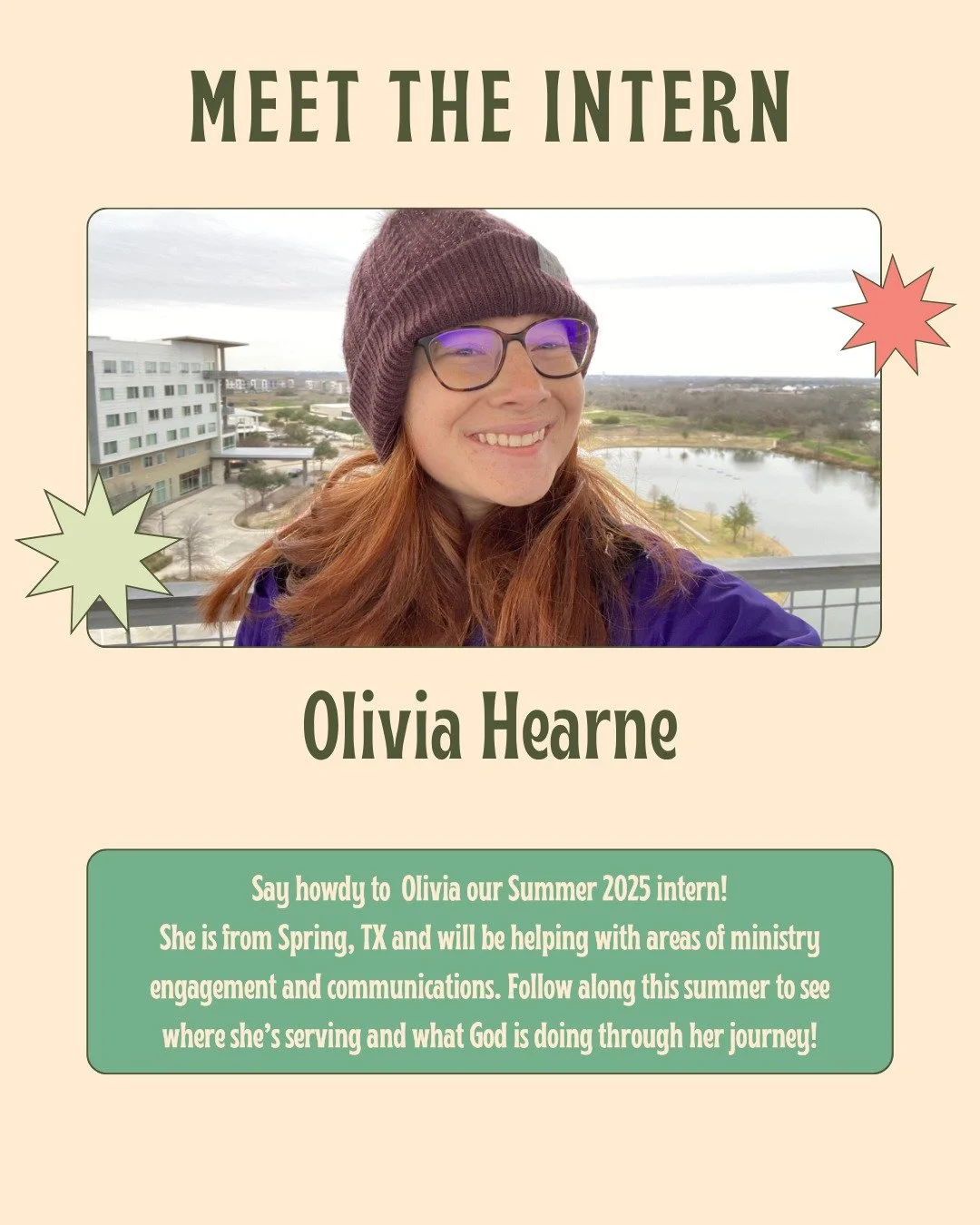 Meet our summer intern!
This summer, Olivia joined us as an intern, helping lead and learn through ministry engagement, communication, and mission training. She&rsquo;s been diving deep into what it means to live a life on mission, rooted in the Gosp