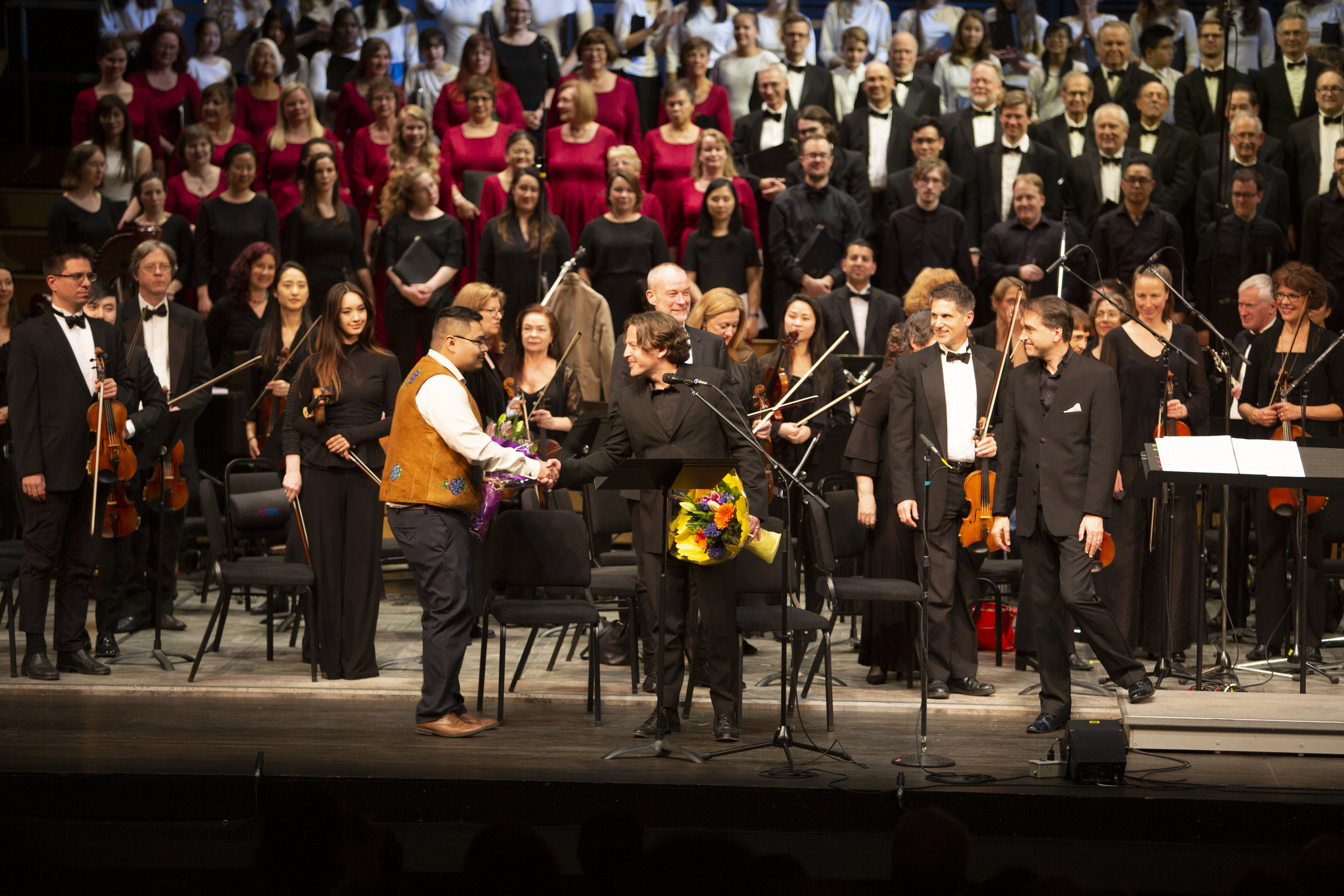  May 3 2019 - Thanking Narrator Mason Mantla (Tlicho) following the world premiere of the full evening oratorio  The River Of Light  by Vancouver Opera and Vancouver Bach Choir.    