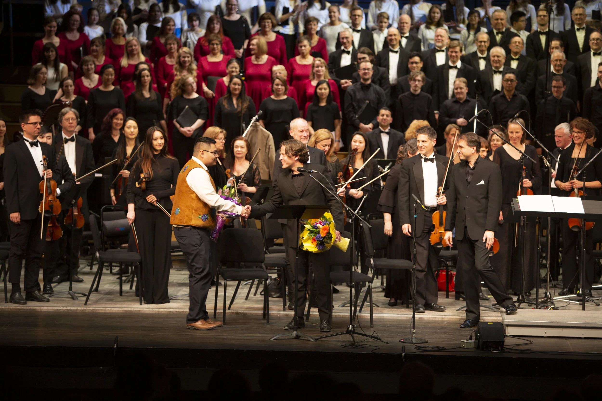 May 3 2019 - Thanking Narrator Mason Mantla (Tlicho) following the world premiere of the full evening oratorio The River Of Light by Vancouver Opera and Vancouver Bach Choir.
