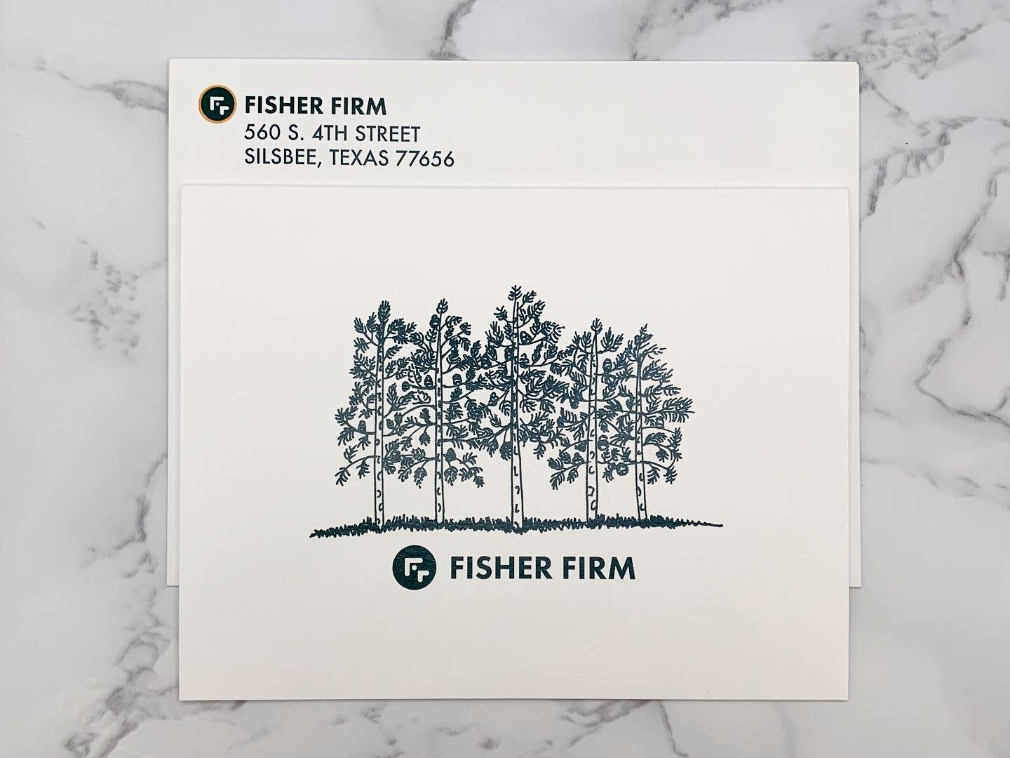 stationery for Fisher Firm, a law firm based in Silsbee, Texas. I loved working with these new clients and getting to sketch these pine trees that are quintessential of East Texas.