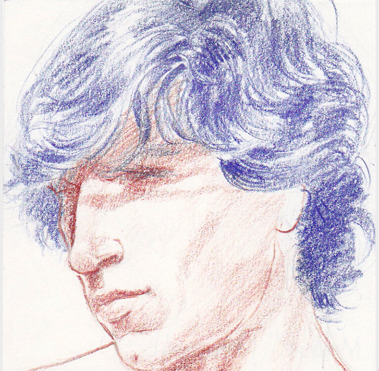 Drawing of wavy haired boy