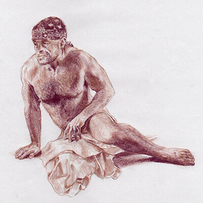 Life drawing of reclining male