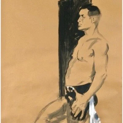 Potrait of man leaning on wall