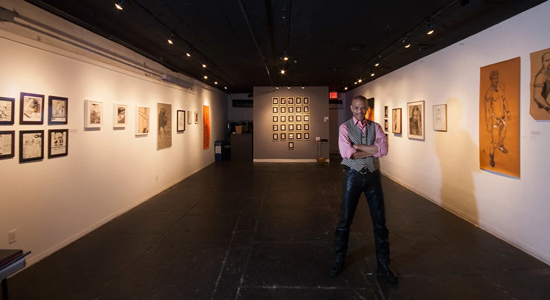 Michael Mitchell at the opening of his fine art career retrospective at the Leslie-Lohman Museum of Art, Project Space. Soho | New York | USA. Apr 08,2017